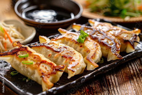 Golden brown pan-fried gyoza