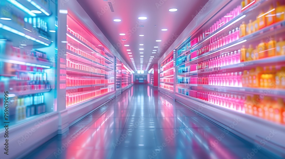 a photorealistic image of a supermarket corridor full of price tags