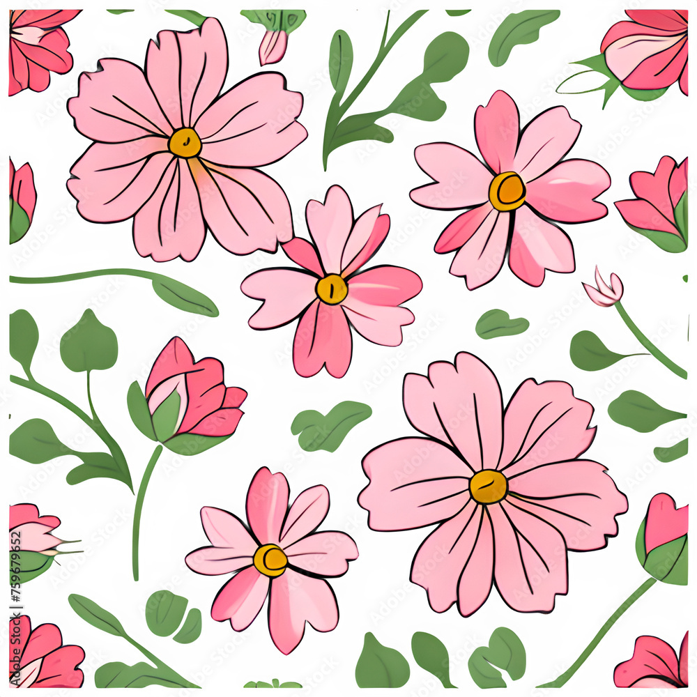 Seamless patterns of flowers Seamless patterns of flowers