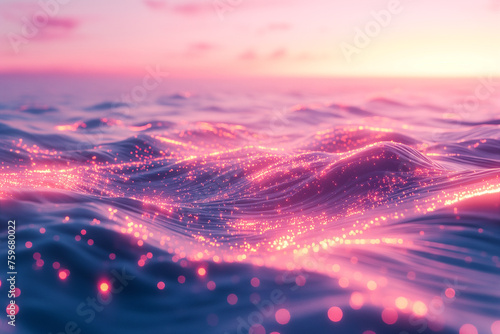 Purple water with sparkle lights, golden details background