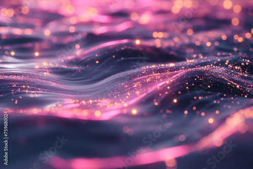 Purple water with sparkle lights, golden details background photo