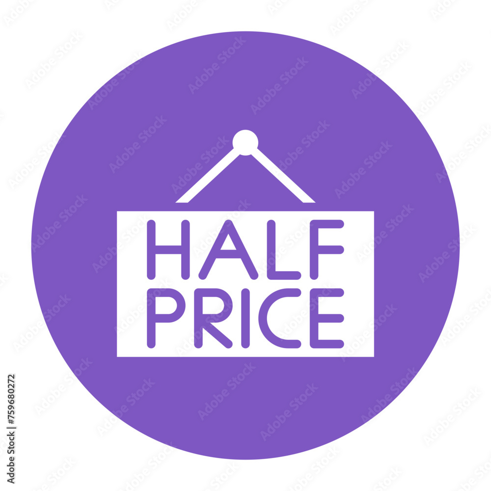 Half Price icon vector image. Can be used for Product Management. Half Price icon vector image. Can be used for Product Management.