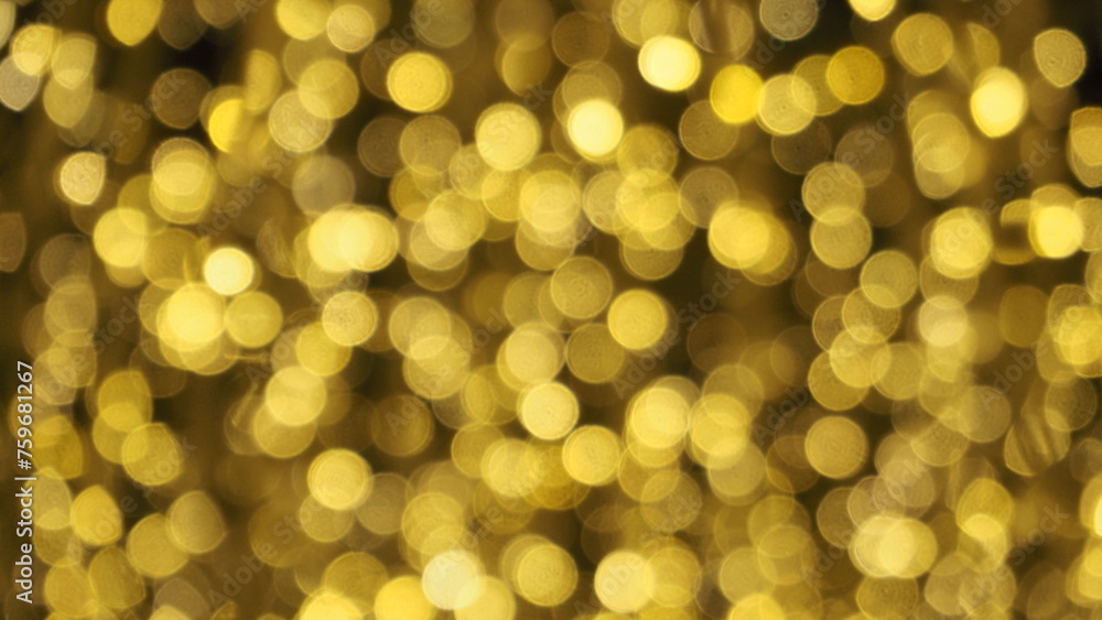 Obraz premium Bokeh images circle bubbles shape yellow color on black background.