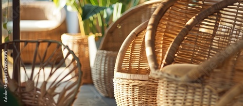Creating a natural ambiance by crafting synthetic rattan into wicker materials. photo