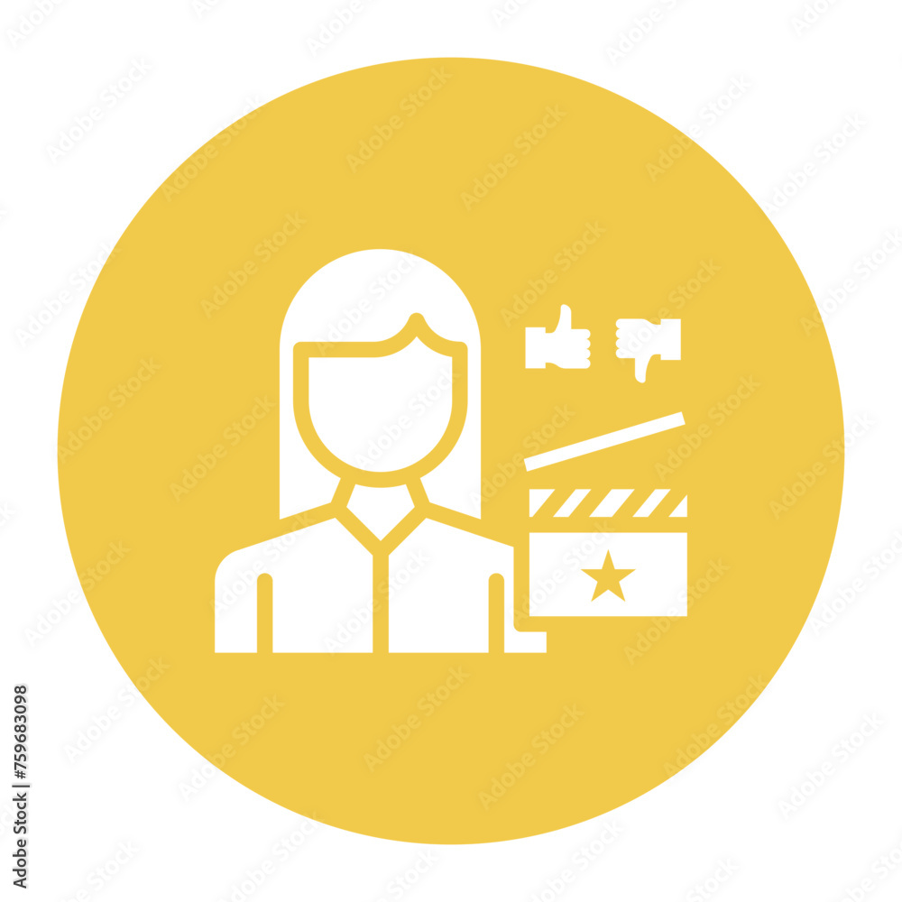 Film Critic Female icon vector image. Can be used for Filmmaking. Film Critic Female icon vector image. Can be used for Filmmaking.