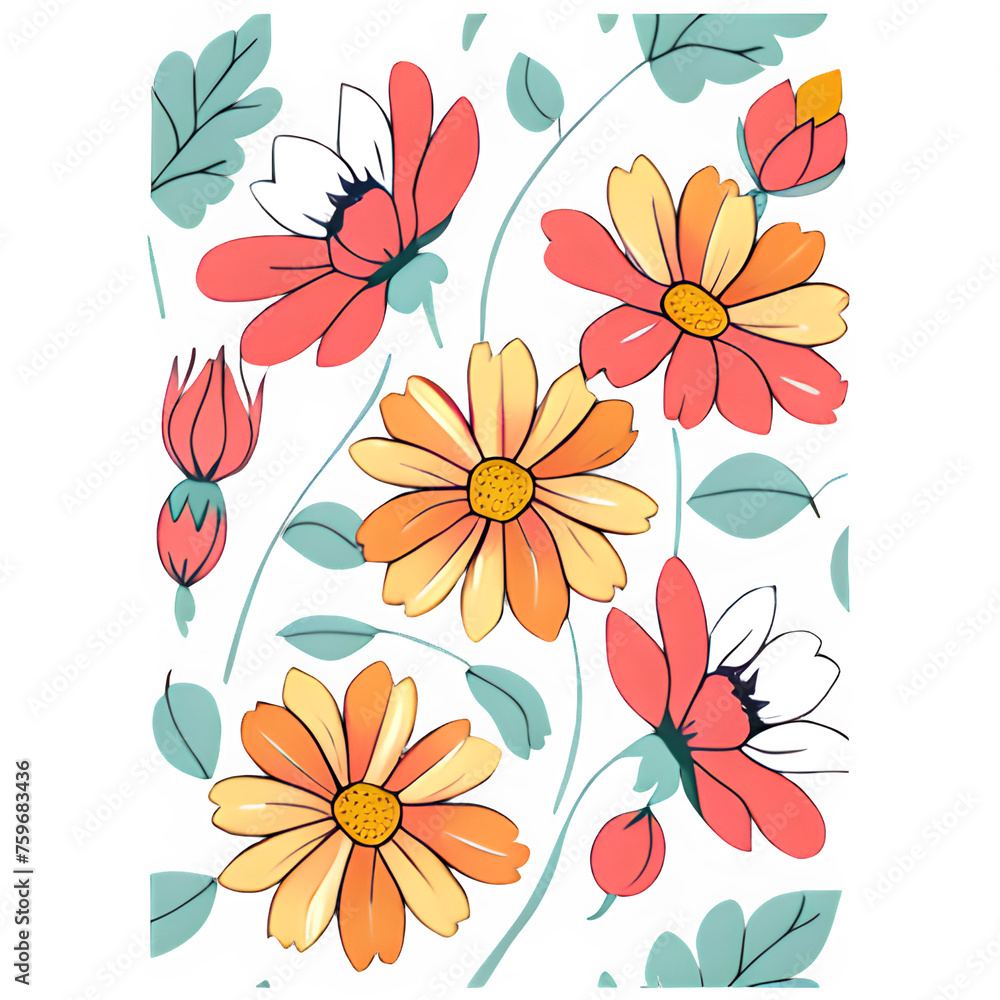 Fototapeta premium Seamless patterns of flowers
