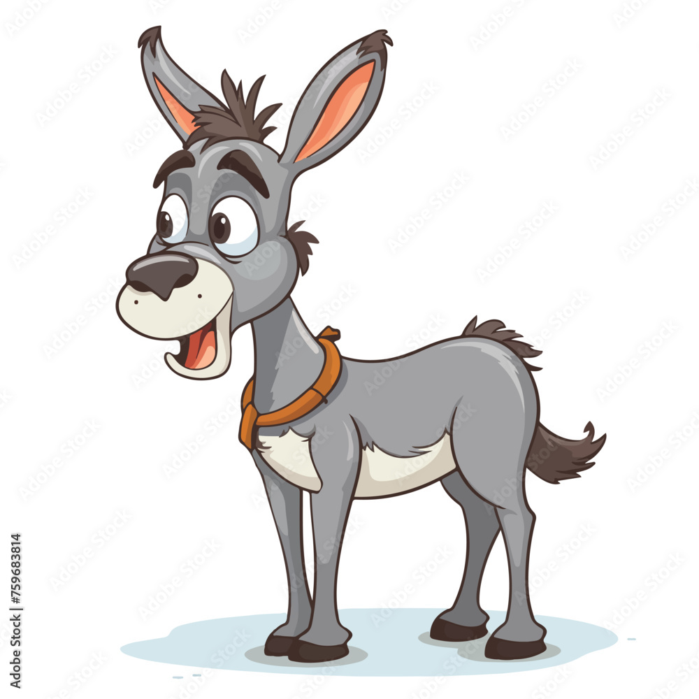 Confused cartoon donkey. Vector clip art illustration