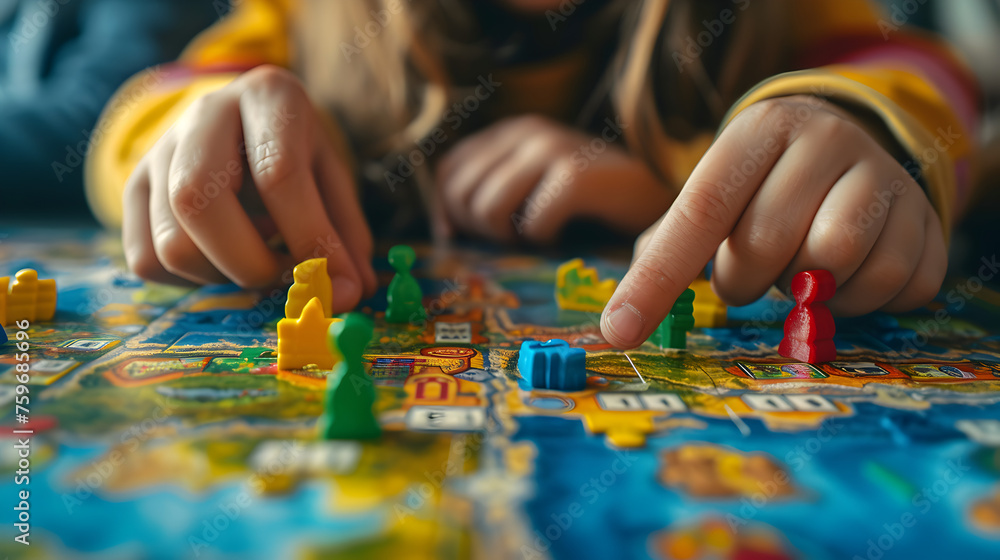 Close-up of hands of a kids playing a board game Close-up of hands of a kids playing a board game