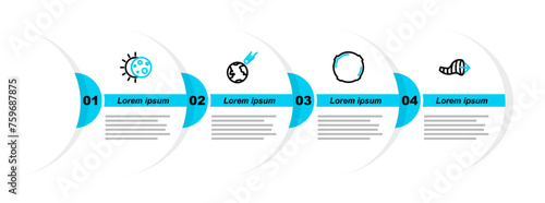 Set line Cone meteorology windsock wind vane, Moon, Comet falling down fast and Eclipse of the sun icon. Vector