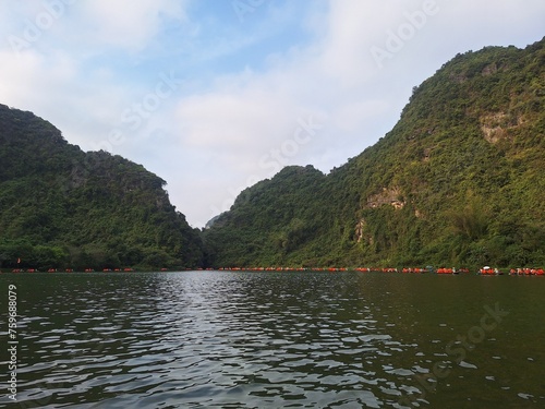 Vietnam Ninh Binh, Natural river view during a boat tour of Trang An Grottoes in Ninh Binh © HaedunJu