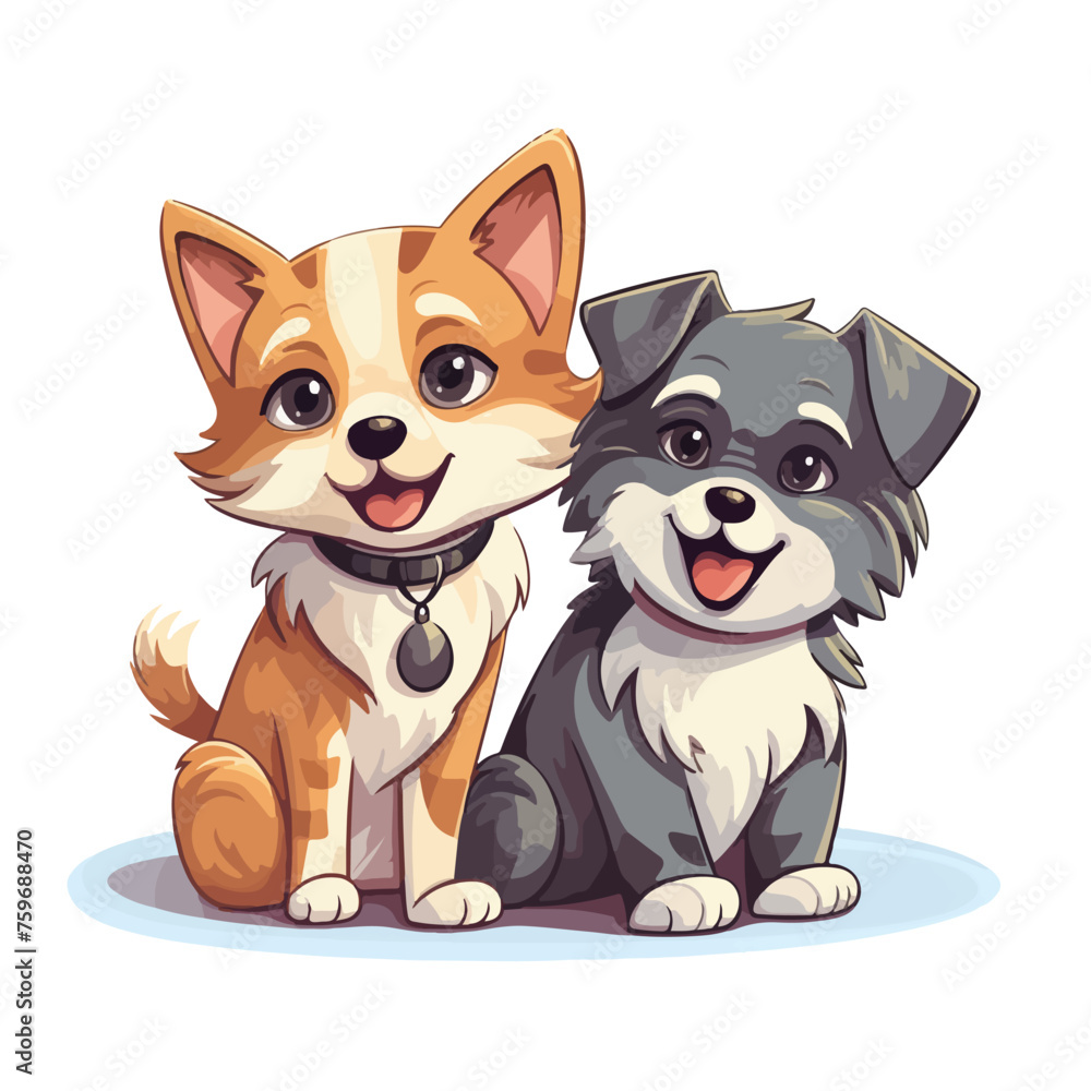 Cute cartoon cat and dog. Both in separate layers 