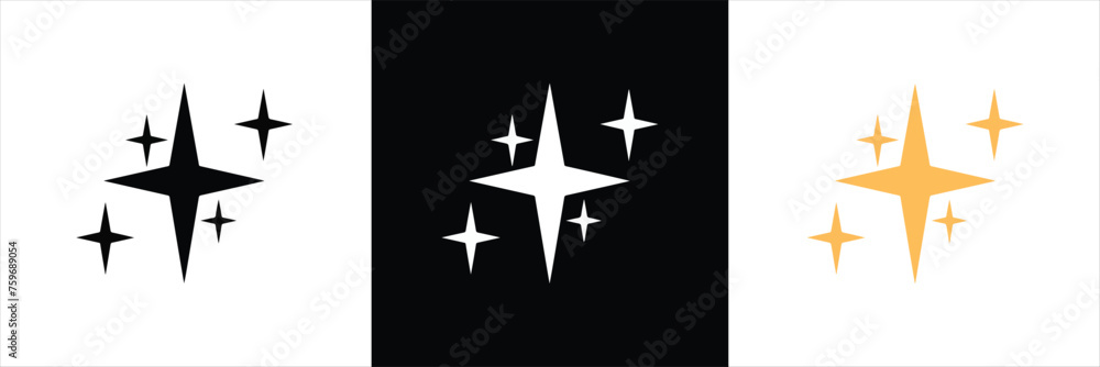Sparkles icon set in flat style. stars, bursts, twinkling stars simple black style symbol sign for apps and website. Twinkling icon symbol. vector illustration.