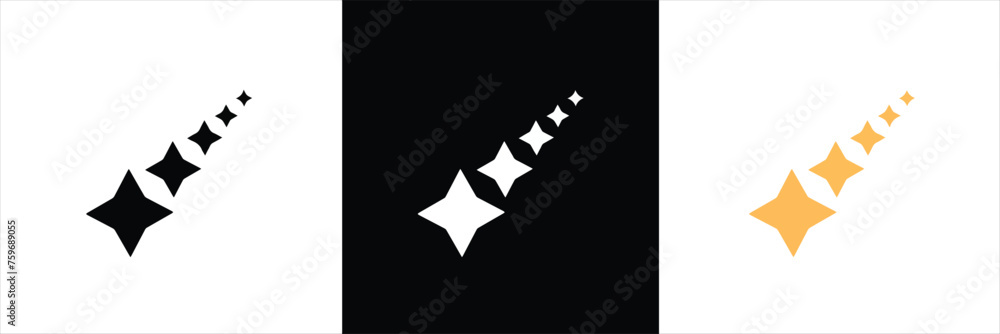 Sparkles icon set in flat style. stars, bursts, twinkling stars simple black style symbol sign for apps and website. Twinkling icon symbol. vector illustration. - obrazy, fototapety, plakaty 
