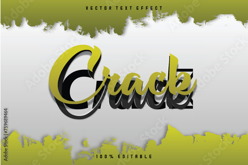 Crack editable text effect Realistic chrome text effect with golden ouline and grunge