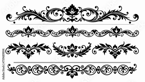 black ornamental borders collection silhouette art