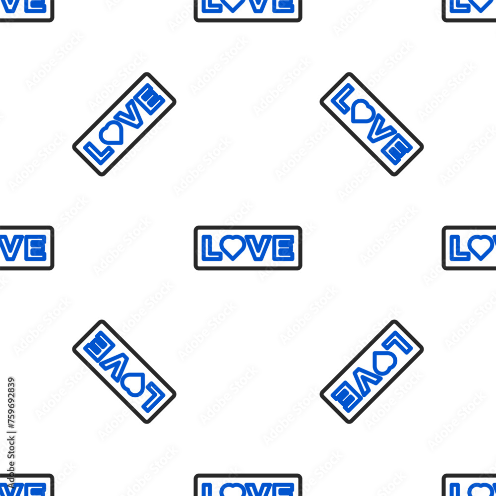 Line Love text icon isolated seamless pattern on white background. Valentines day greeting card template. Colorful outline concept. Vector Line Love text icon isolated seamless pattern on white background. Valentines day greeting card template. Colorful outline concept. Vector