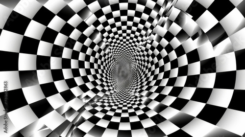 The optical illusion in the image shows chaotic patterns in a stylized 10x10 grid  leaving the viewer mesmerized and intrigued.