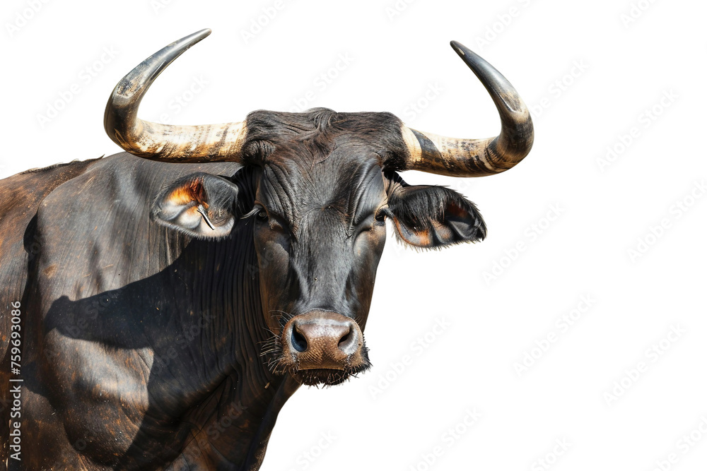 Cow with Big Horns isolated on transparent background,