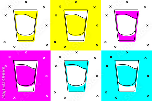 Set Shot glass icon isolated on color background. Vector