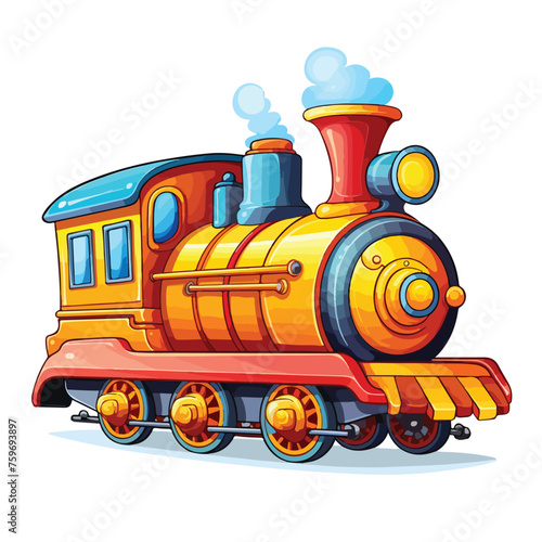 Cute cartoon train. Vector illustration with simple