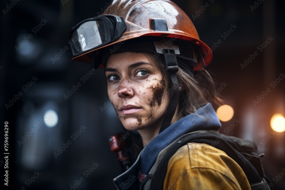 female miner in helmet Generative AI