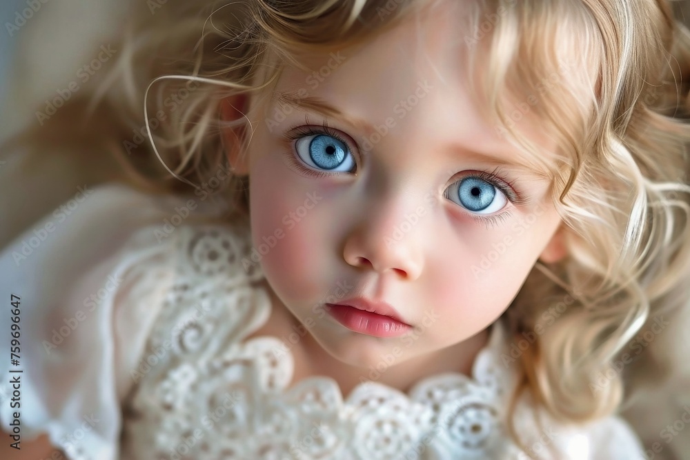 A child that looks like a porcelain doll. A child that looks like a porcelain doll.