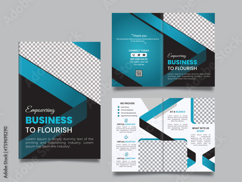 minimalistic  bi-fold business brochure design template