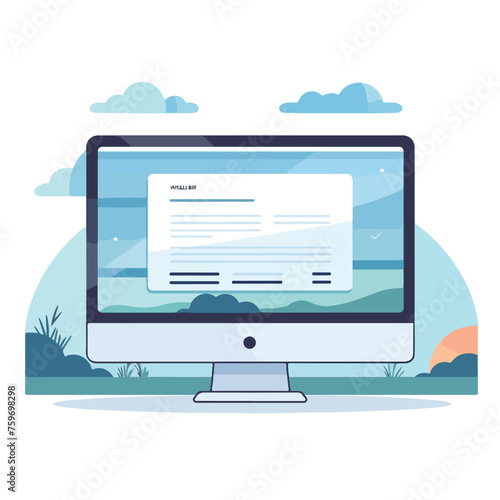 Desktop with webpage template isolated icon vector