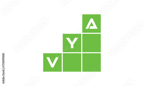 VYA initial letter financial logo design vector template. economics, growth, meter, range, profit, loan, graph, finance, benefits, economic, increase, arrow up, grade, grew up, topper, company, scale photo