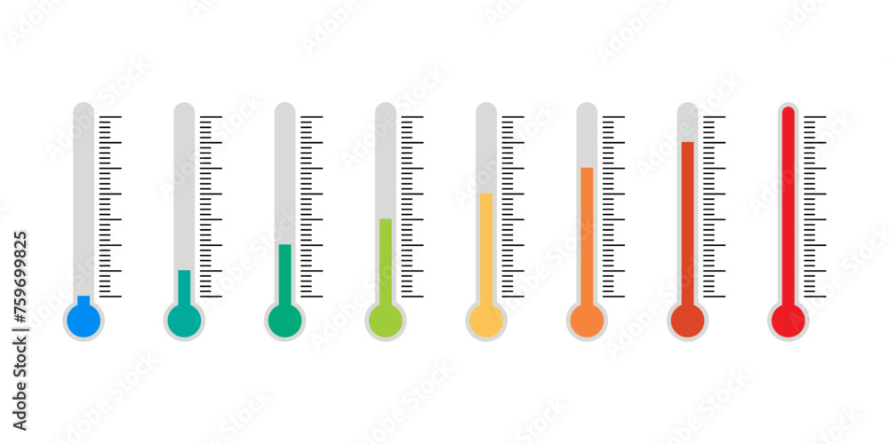 Temperature symbol set. Temperature measurement. Thermometer icon vector Illustration Temperature symbol set. Temperature measurement. Thermometer icon vector Illustration