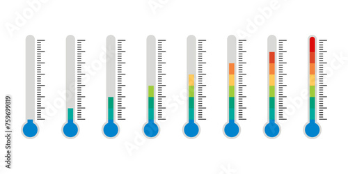 Temperature symbol set. Temperature measurement. Thermometer icon vector Illustration