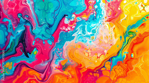 Abstract Colorful Marbled background, fluid paint art liquid