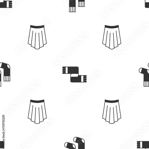 Set Socks, Winter scarf and Skirt on seamless pattern. Vector