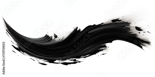 A broad stroke of black ink on a white background
