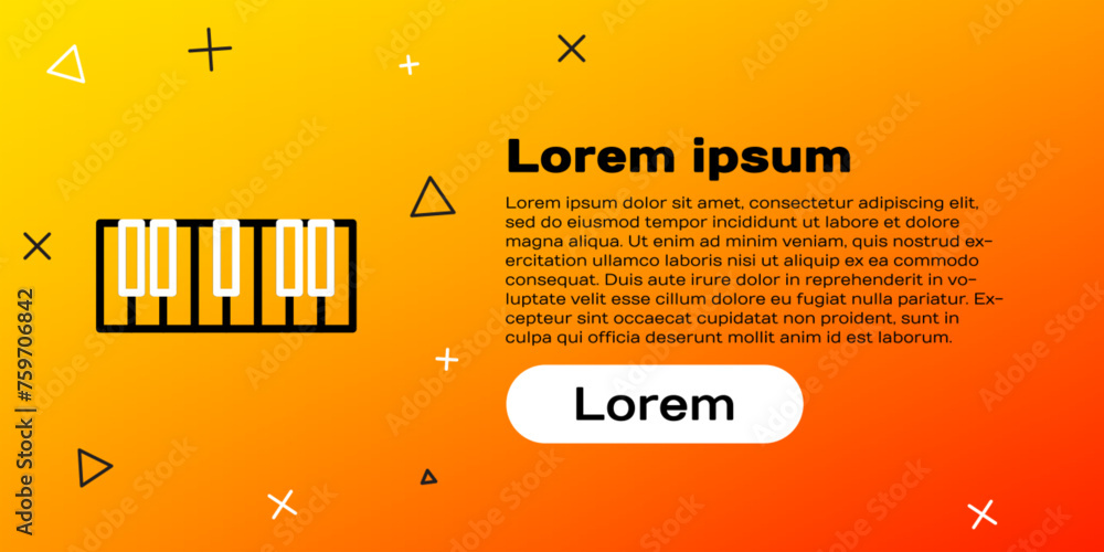 Obraz premium Line Music synthesizer icon isolated on yellow background. Electronic piano. Colorful outline concept. Vector
