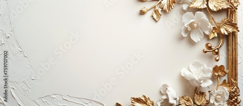 Old gold frame on white backdrop