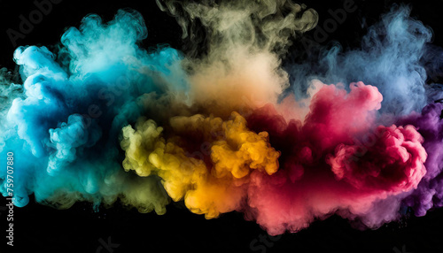 Abstract motion explosion smoke natural pattern on black background, fume cloud