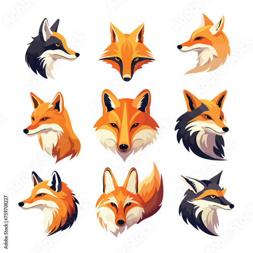 Fox illustrations for creative logos flat vector il