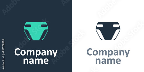 Logotype Adult diaper icon isolated on white background. Logo design template element. Vector