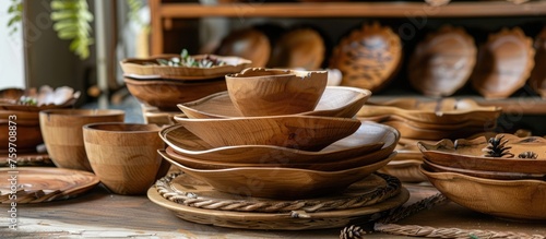 Handcrafted wooden dishware from the Philippines.