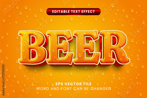 Beer drink editable vector text effect