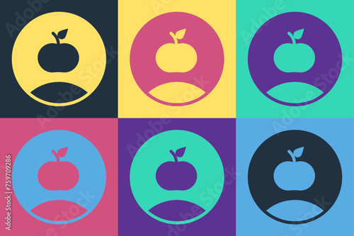 Pop art Apple icon isolated on color background. Excess weight. Healthy diet menu. Fitness diet apple. Vector
