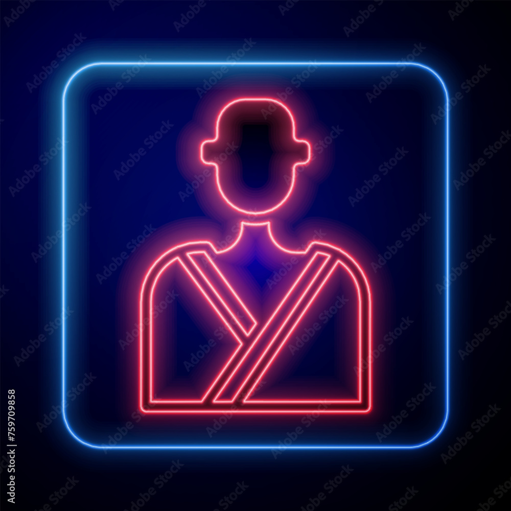 Glowing neon Man in the sauna icon isolated on black background. Vector Glowing neon Man in the sauna icon isolated on black background. Vector