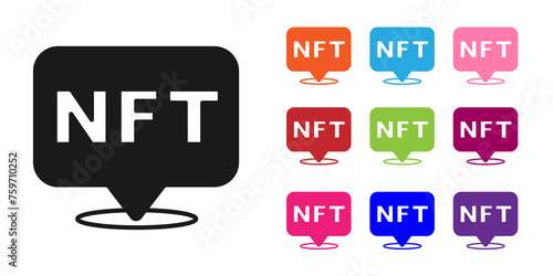 Black NFT Digital crypto art icon isolated on white background. Non fungible token. Set icons colorful. Vector