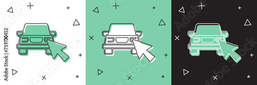 Set Online car sharing icon isolated on white and green, black background. Online rental car service. Online booking design concept for laptop. Vector