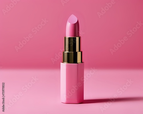 Pink lipstick advertisement ,where the freshness of aroma is visualized through a backdrop of azure skies and floating pink flower petals