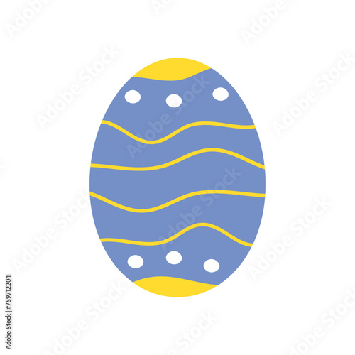 Easter egg with lines and dots. Colorful Vector illustration for easter day with decoration pattern on isolated background