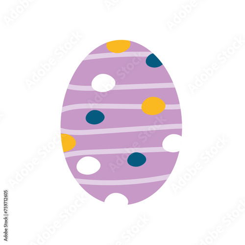 Easter egg with lines and dots. Colorful Vector illustration for easter day with decoration pattern on isolated background
