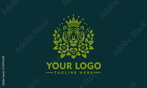 Tiger logo Vector design  Tiger Crown Flower logo Lion for Business Identity photo