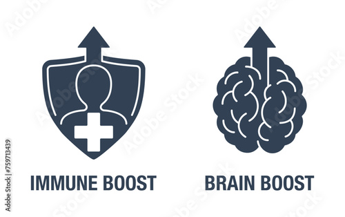 Immune Boost, Brain Boost - monochrome icons